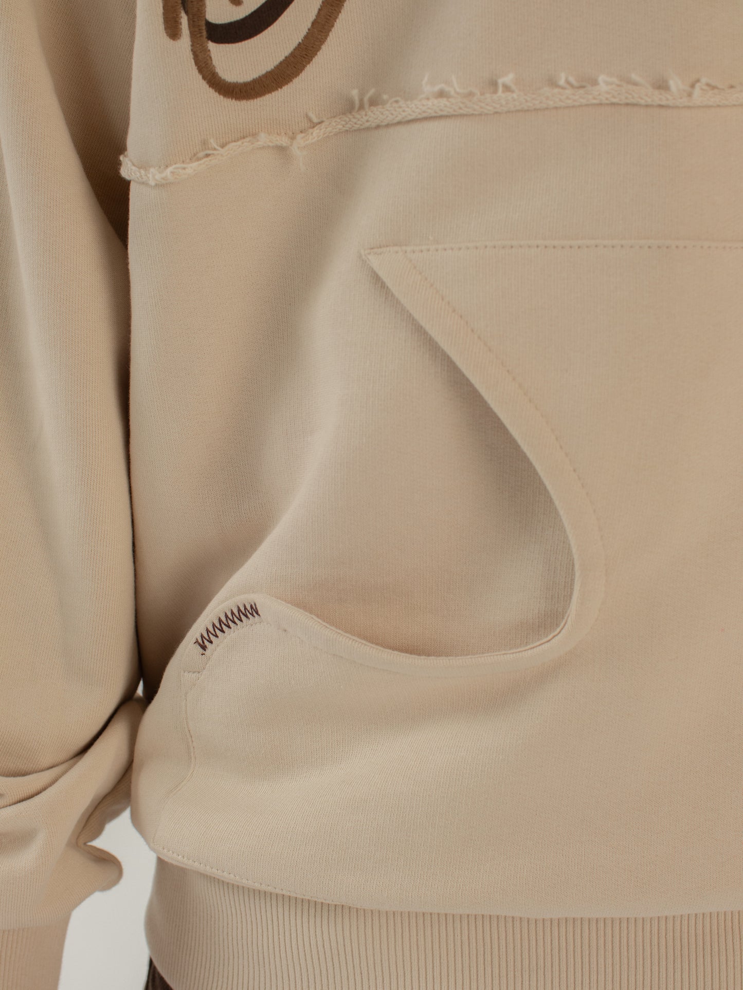 Cut & Sew Rope Hoodie In Stone