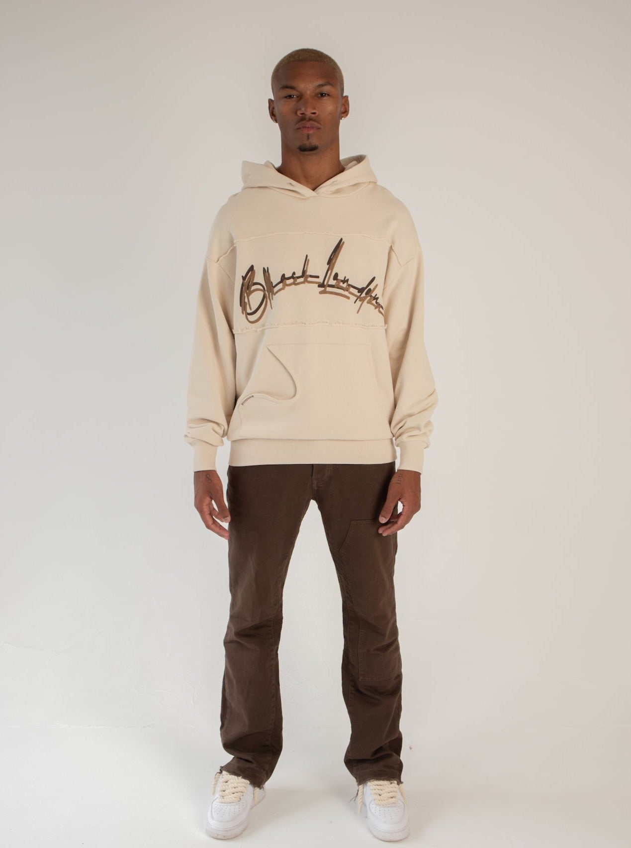 Cut & Sew Hoodie in stone (No Rope)